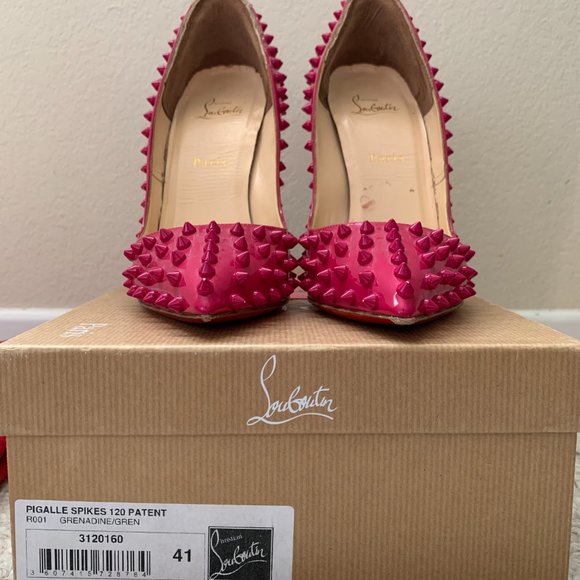 Christian Louboutin Pigalle Spikes 120 Patent Pink Grenadine Sz 41 EU / 11 US - Picture 13 of 16